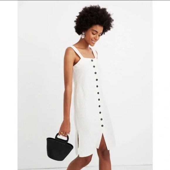 Madewell Texture & Thread Button-Front Tank Dress White Cream Cottage Medium - Picture 2 of 9